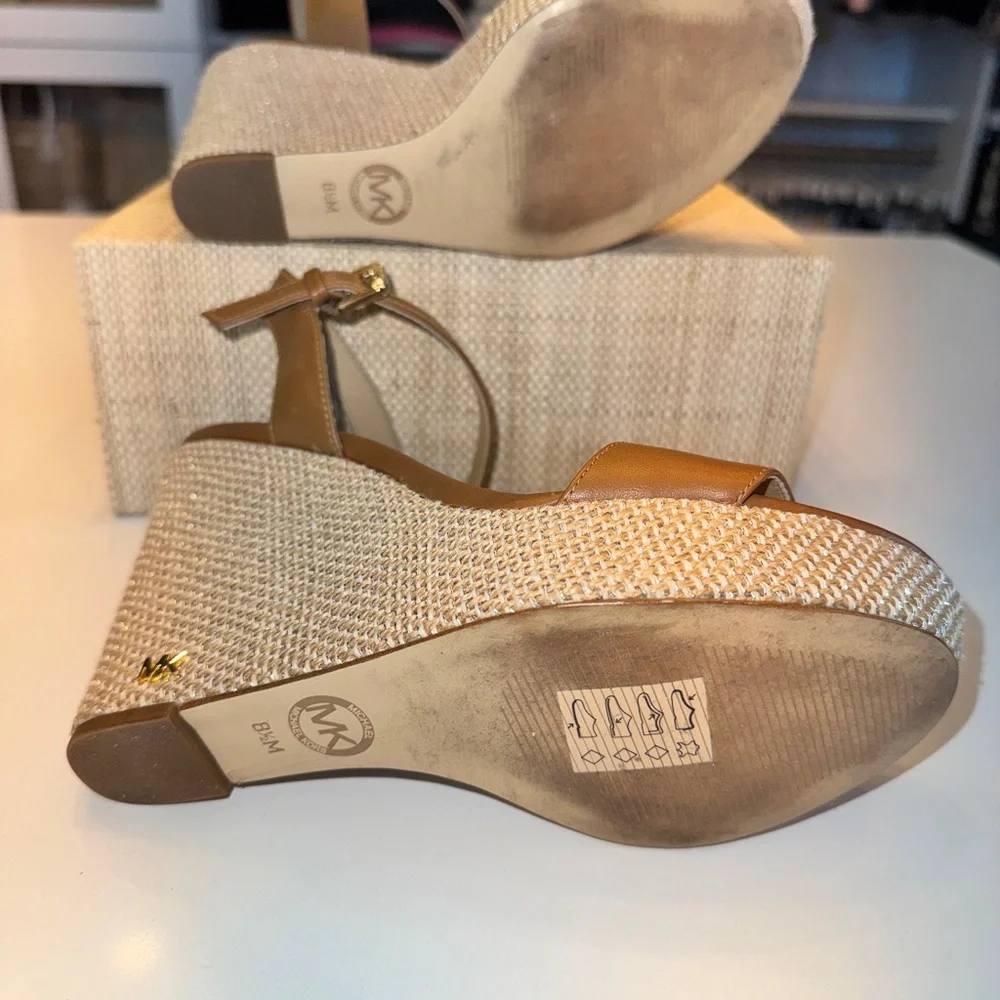 Michael Kors Camel and Cream Wedge Sandals - Picture 6 of 10